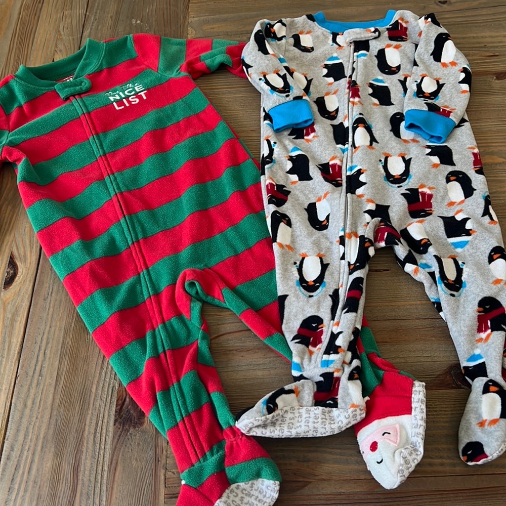 Carters Fleece Holiday Two Sleepers 12 months - Picture 1 of 5